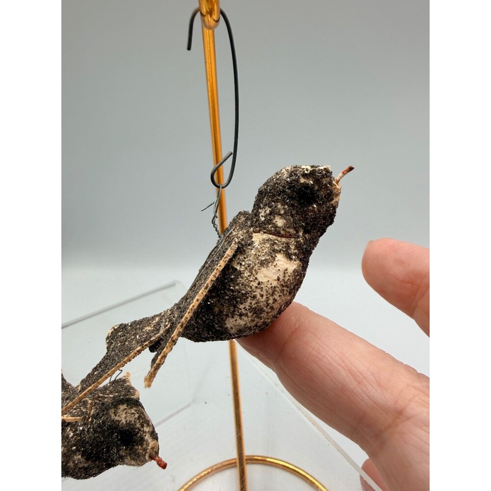 Very Vintage Mica Glitter Cardboard Bird Ornaments - Set of 2 Christmas Holiday - Picture 5 of 15